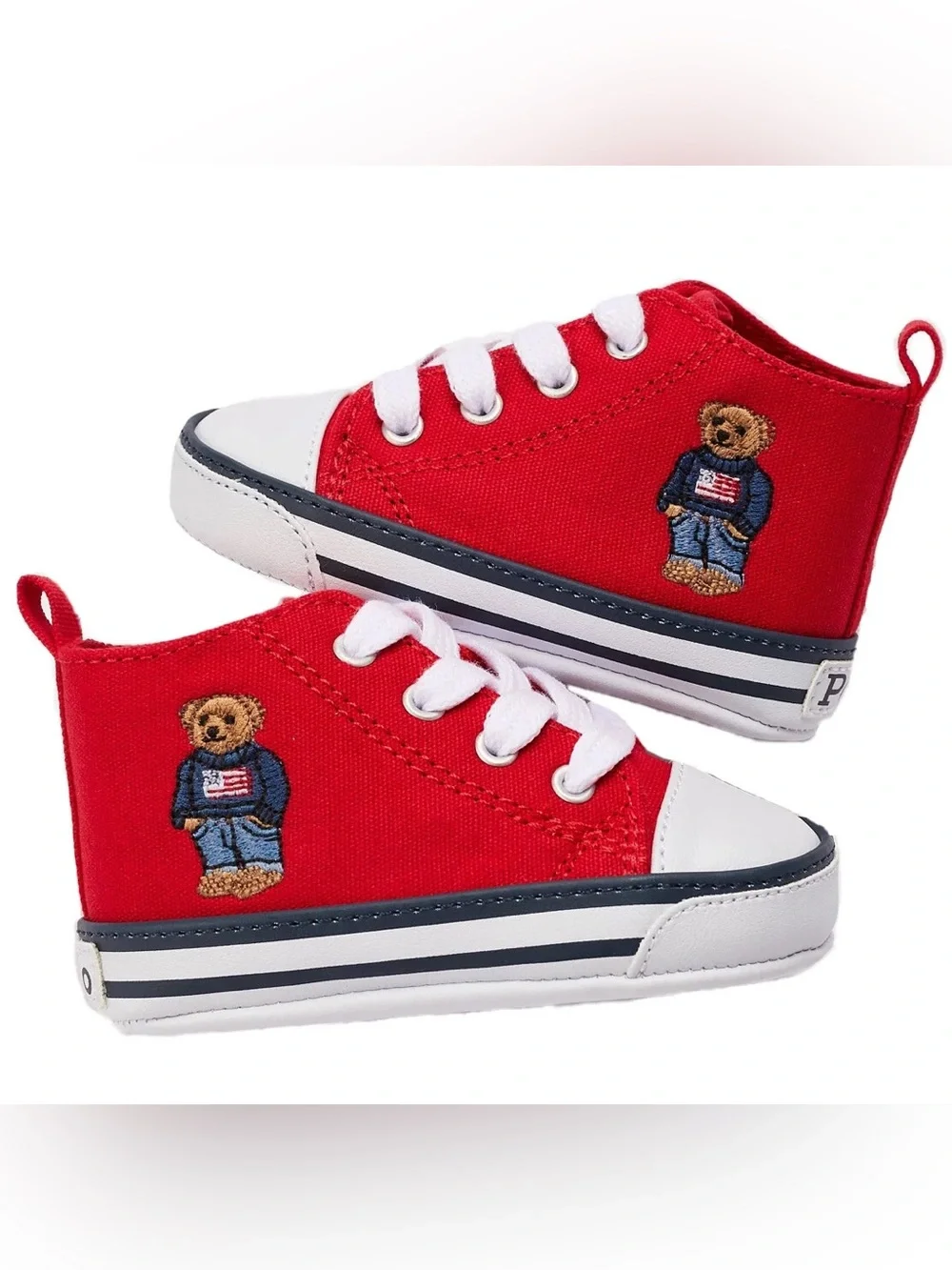 Polo Ralph Lauren Hamptyn HI American Flag Bear Infant Sneakers Size 2 (3mo-6mo)